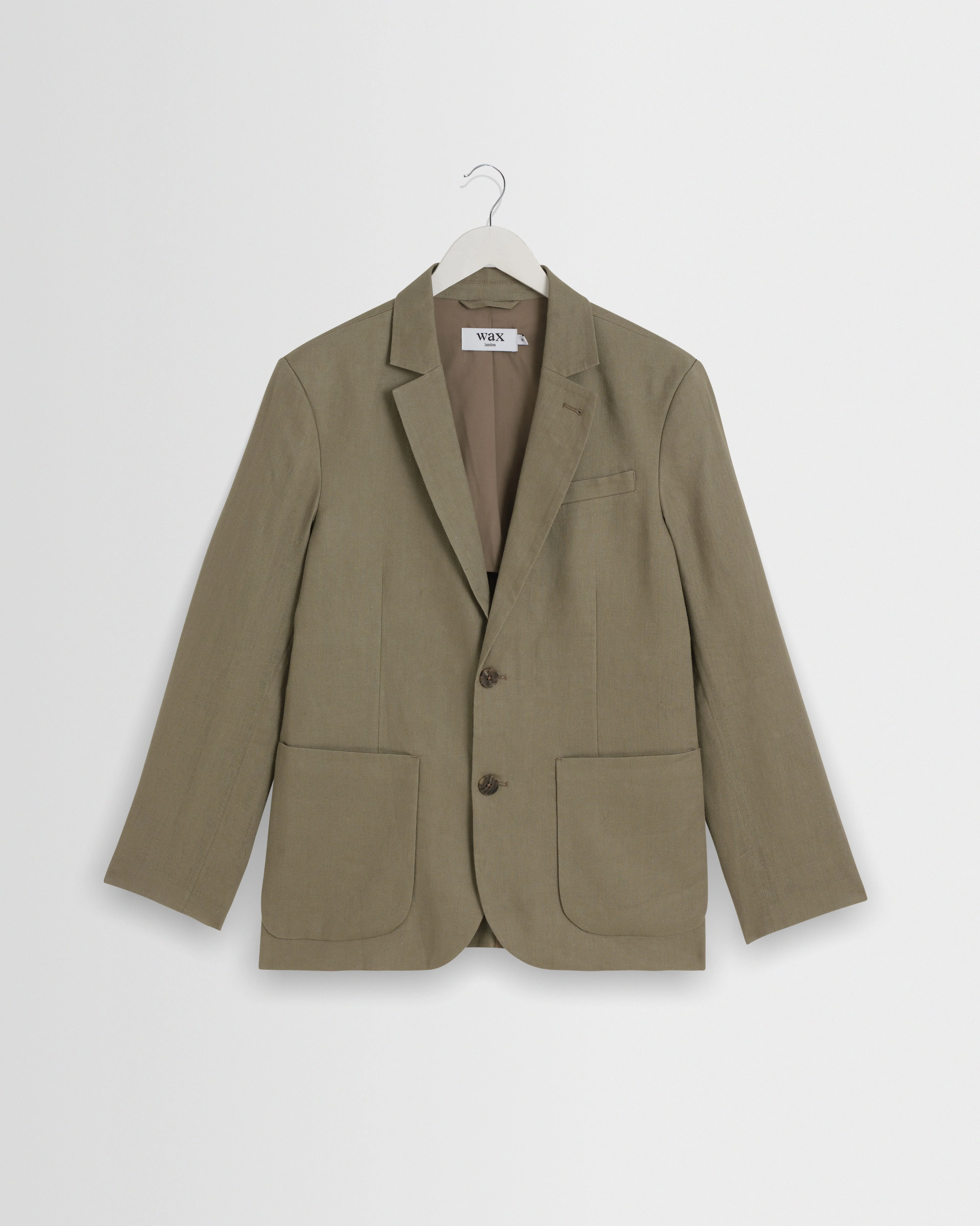 Fintry - Khaki Linen Single-Breasted Blazer - 1