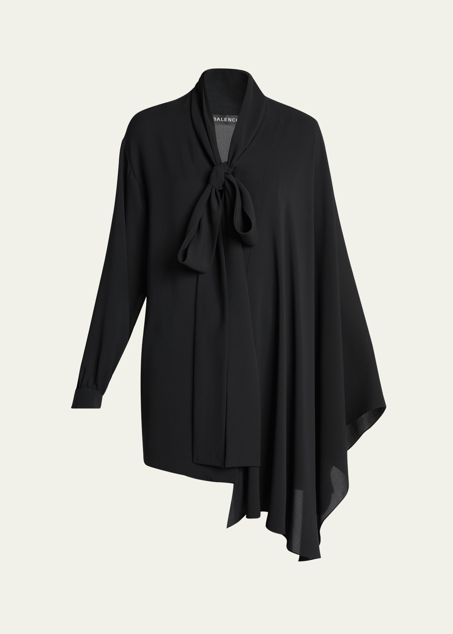 Long-Sleeve Silk Scarf Blouse - 1