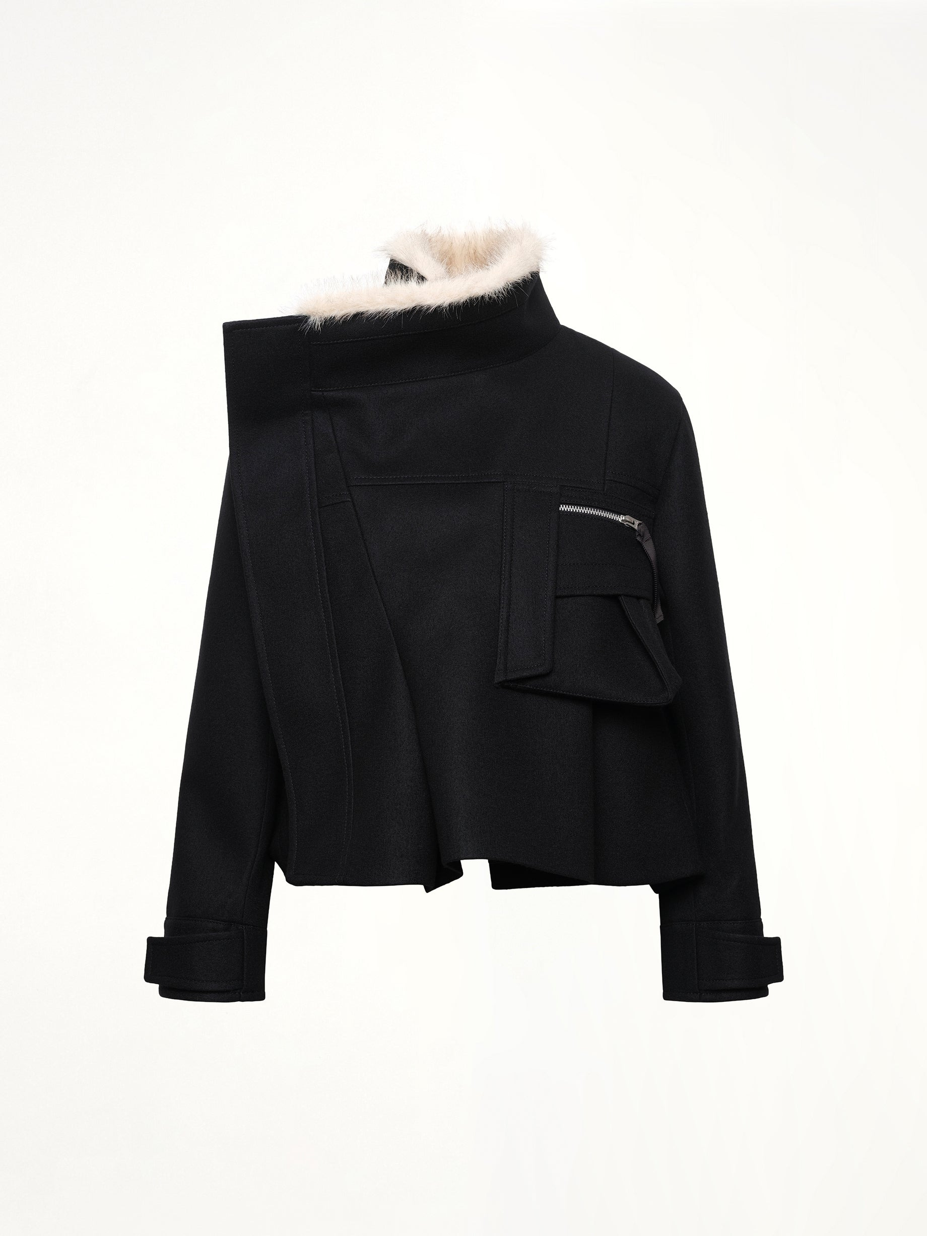 Wool Melton Blouson in Black - 2