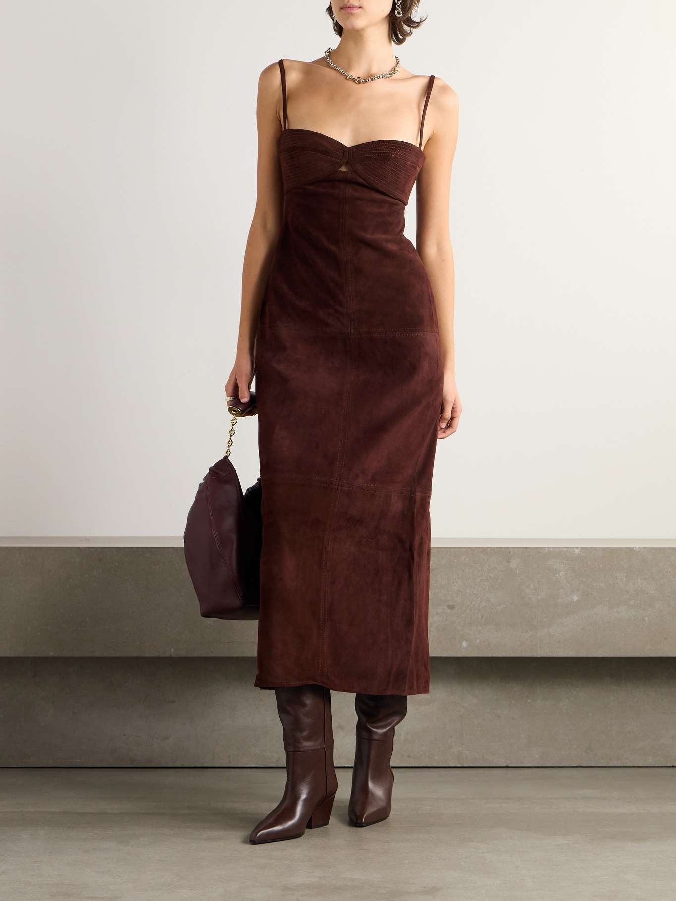 Palace embroidered suede midi dress - 3
