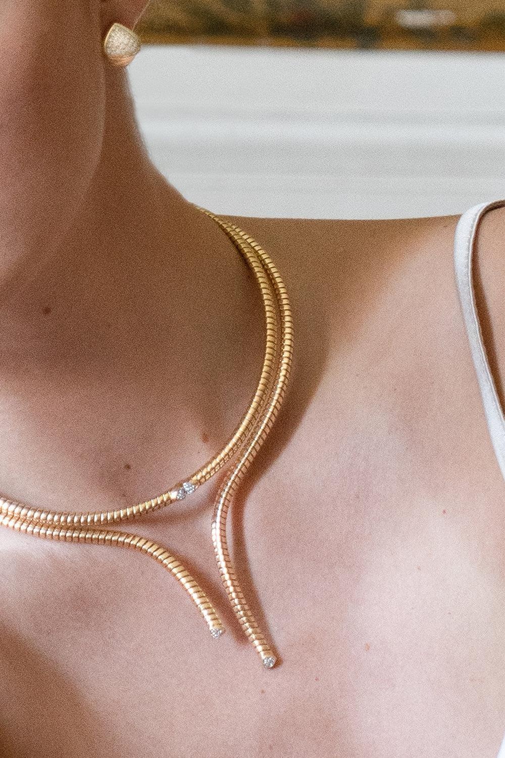 Trisolina Asymmetrical Pavé Collar Necklace - 2