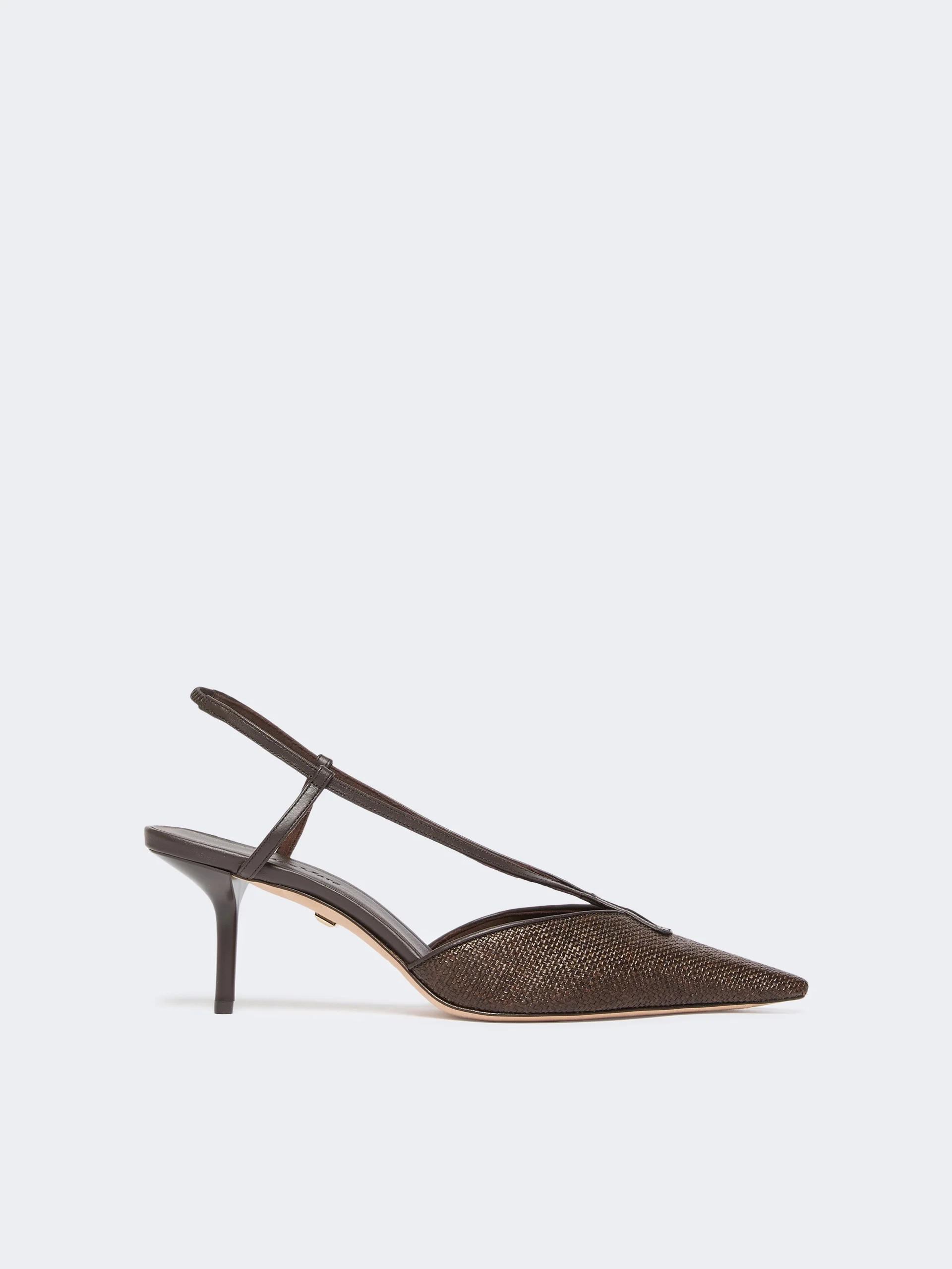 Raffia-look canvas slingbacks - DARK BROWN - 1