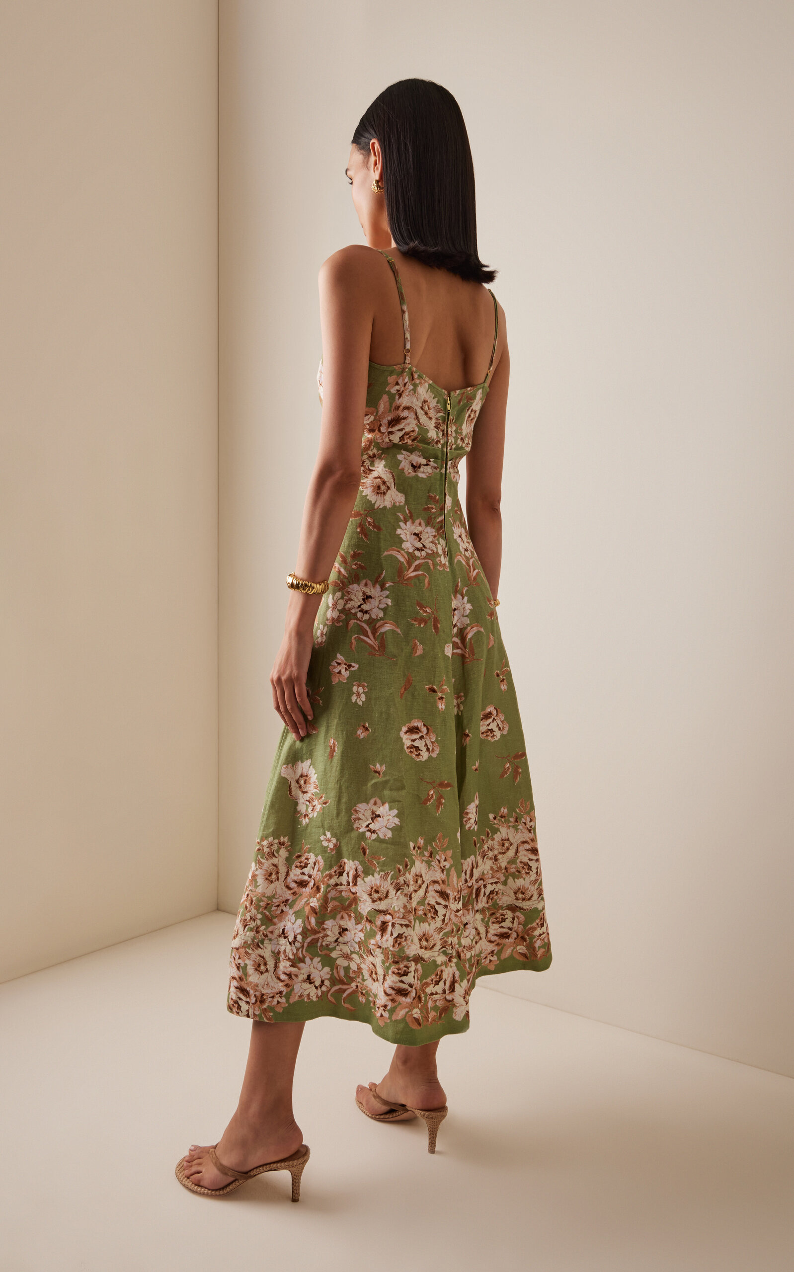 Mae Floral Linen Midi Dress green - 4