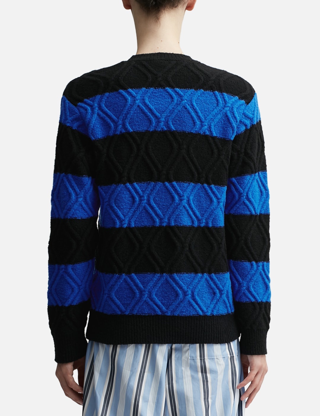 BLOCK STRIPED CREW NECK SWEATER - 4