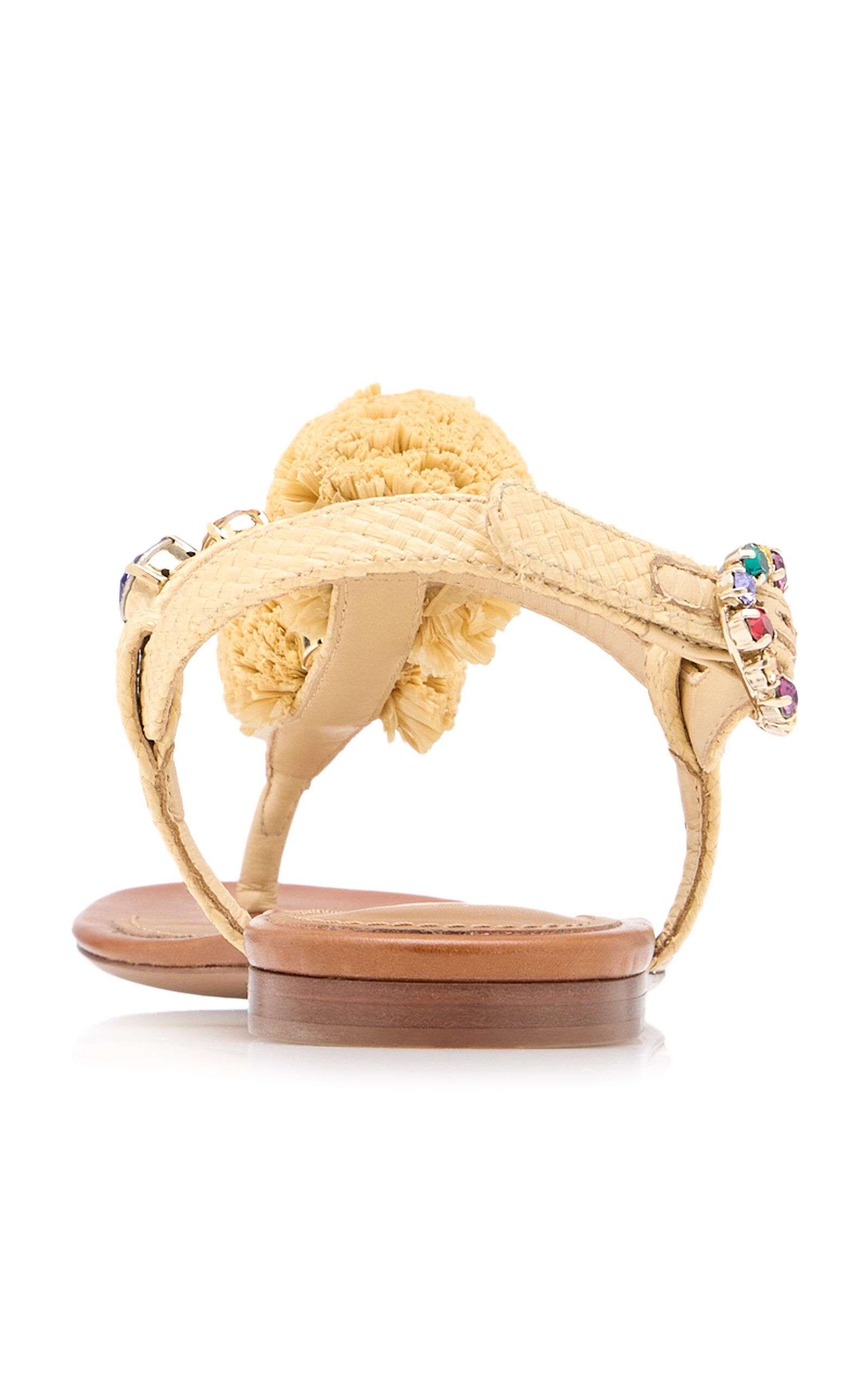Embellished Raffia Thong Sandals multi - 4