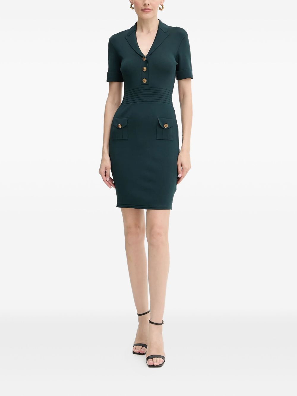 button-detail ribbed mini dress - 2