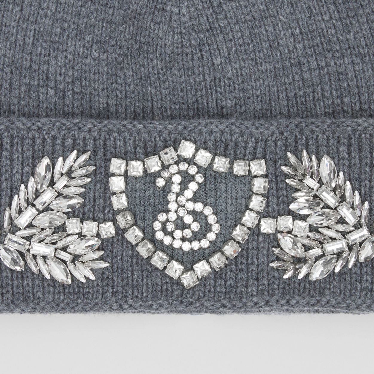 Crystal Oak Leaf Crest Wool Cashmere Beanie - 2