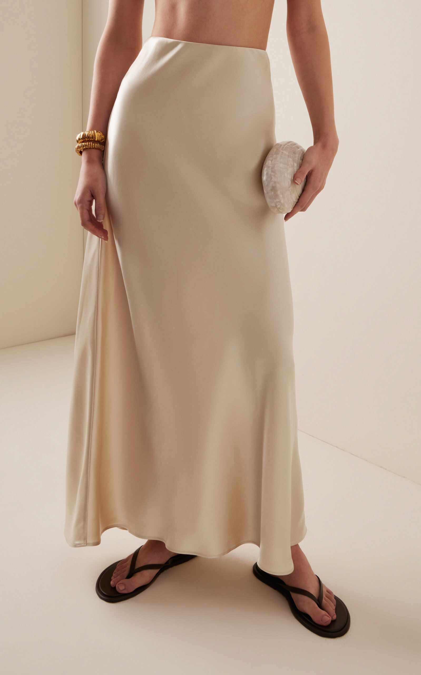 Exclusive Barbara Satin Maxi Skirt ivory - 4