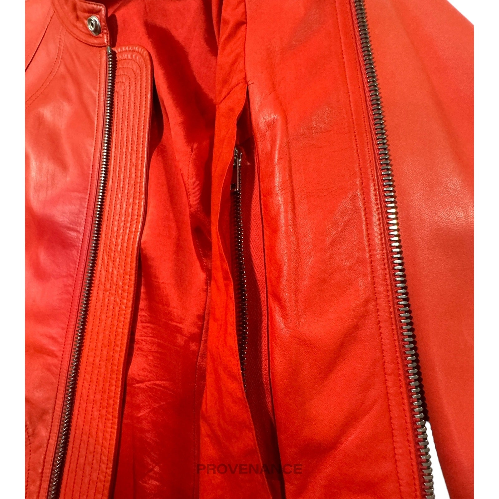 Rick Owens Walrus Intarsia Leather Jacket - 50 Red - 11