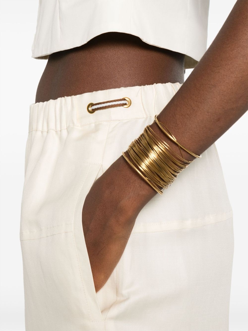 linen-blend wide-leg trousers - 5