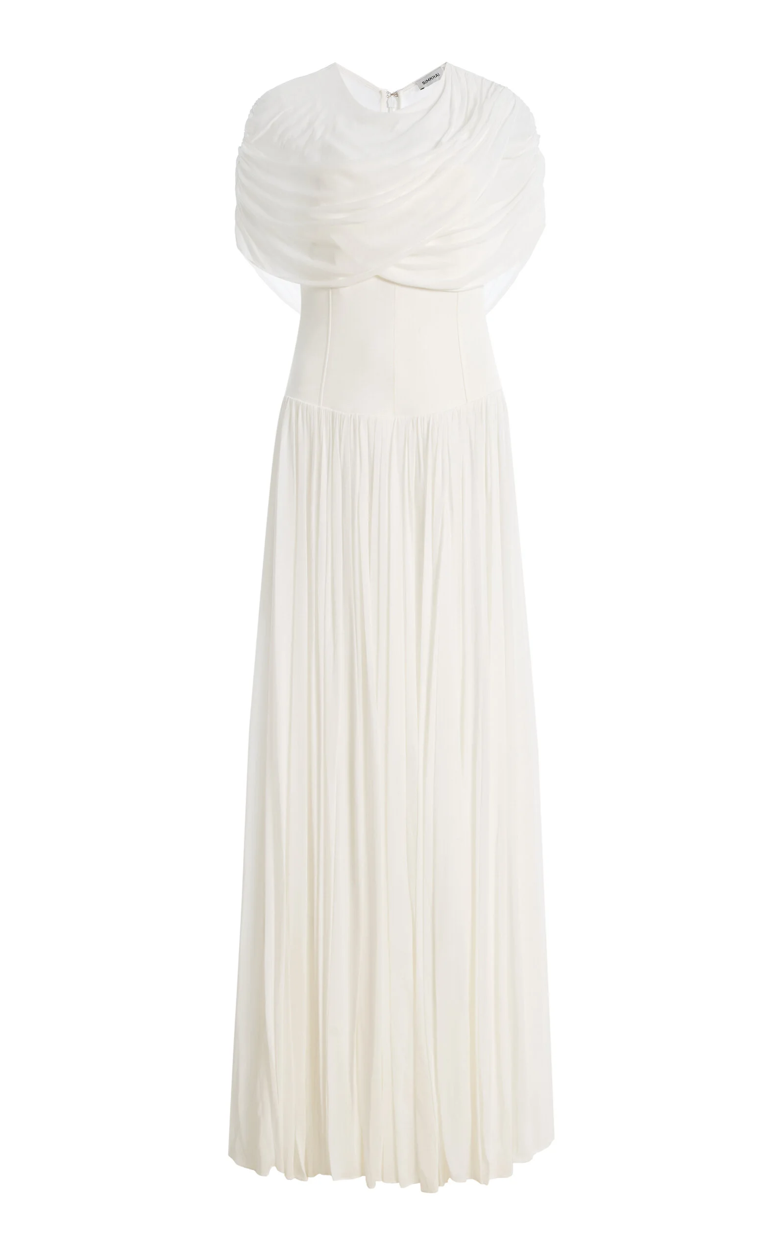Nancie Draped Jersey Cape Midi Dress ivory - 1