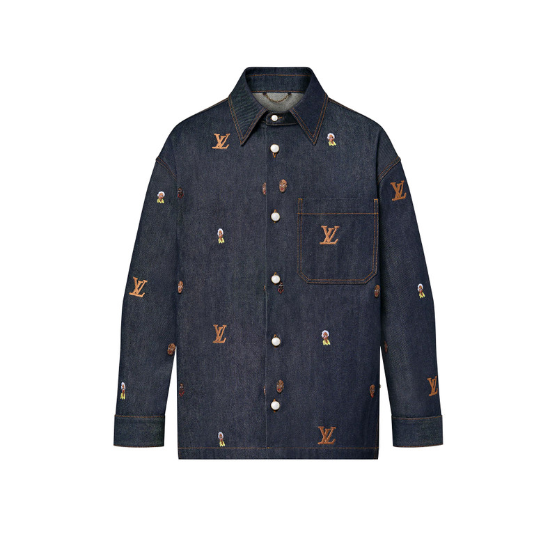 Embroidered Denim Overshirt - 1