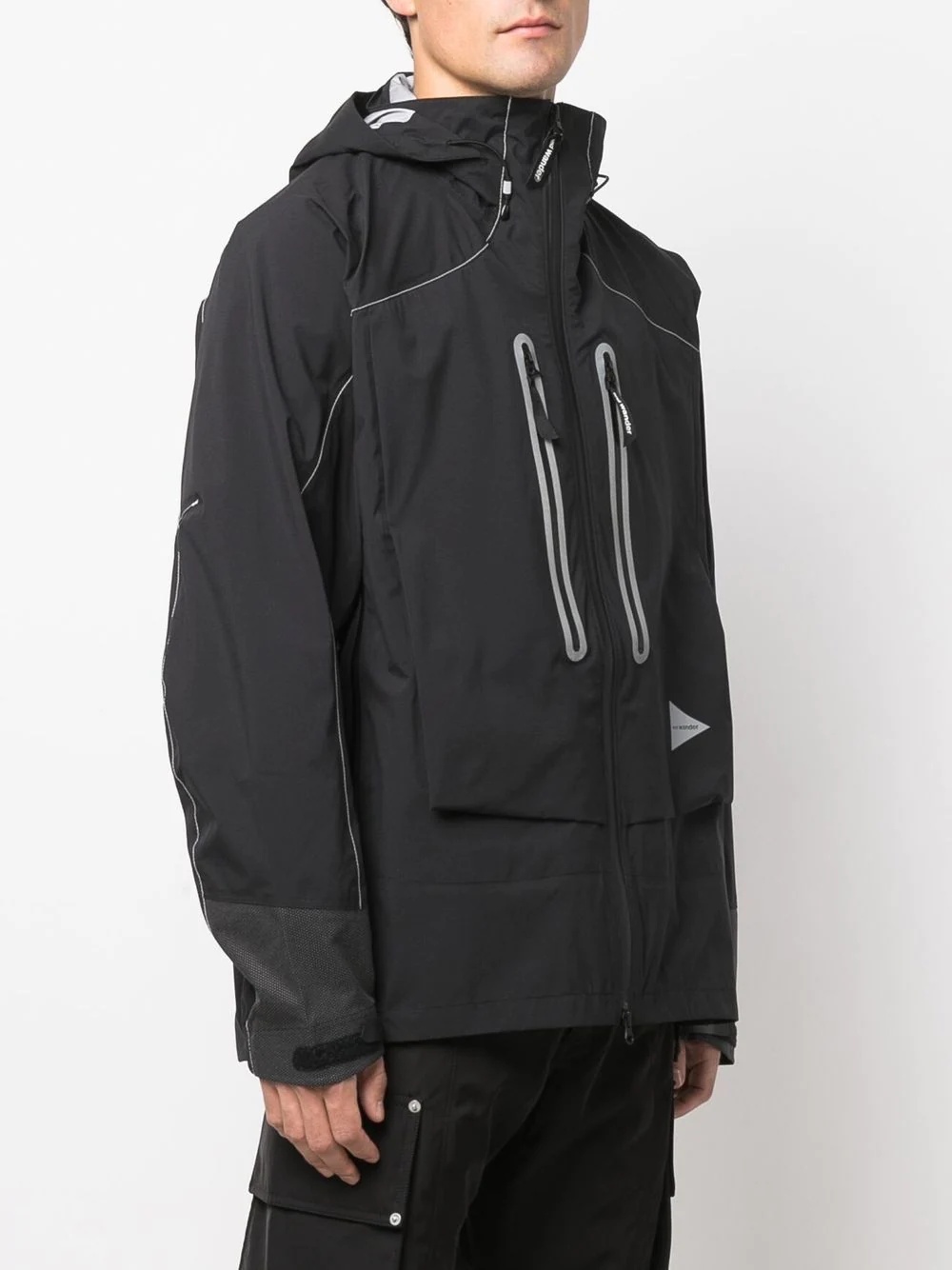 drawstring-hooded zipped jacket - 3