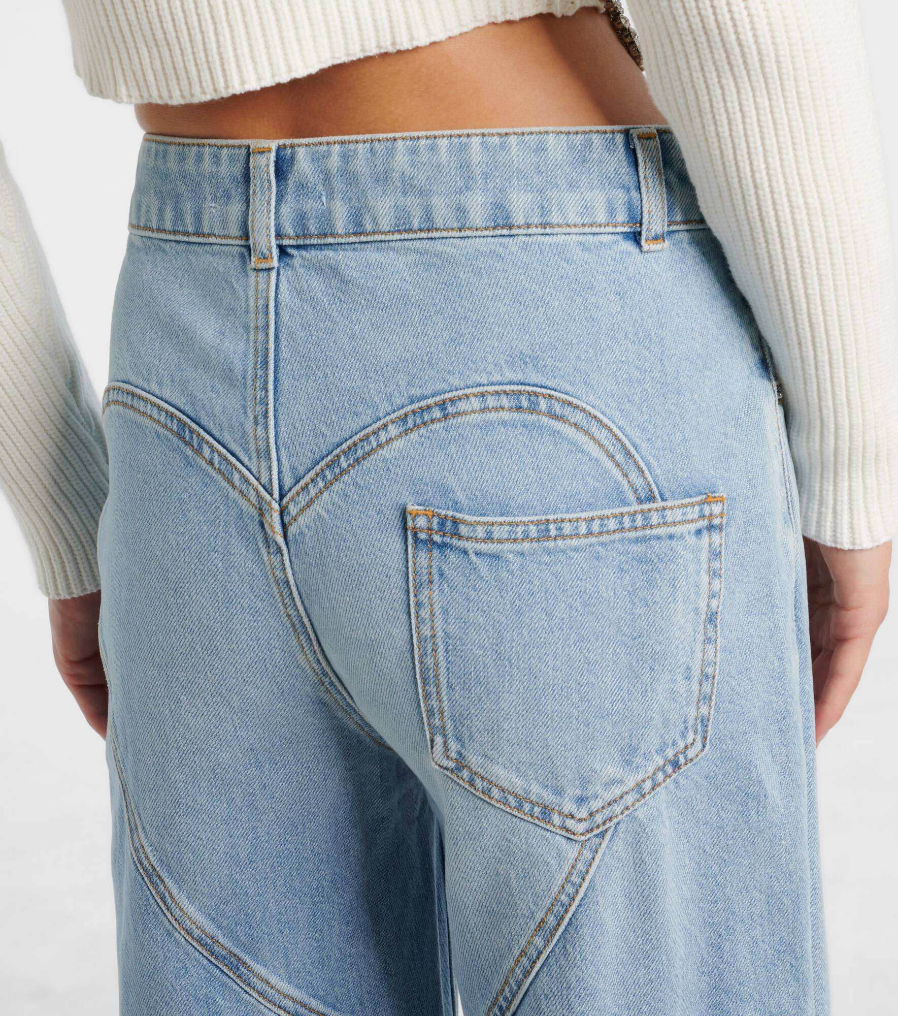Distressed embellished wide-leg jeans - 6