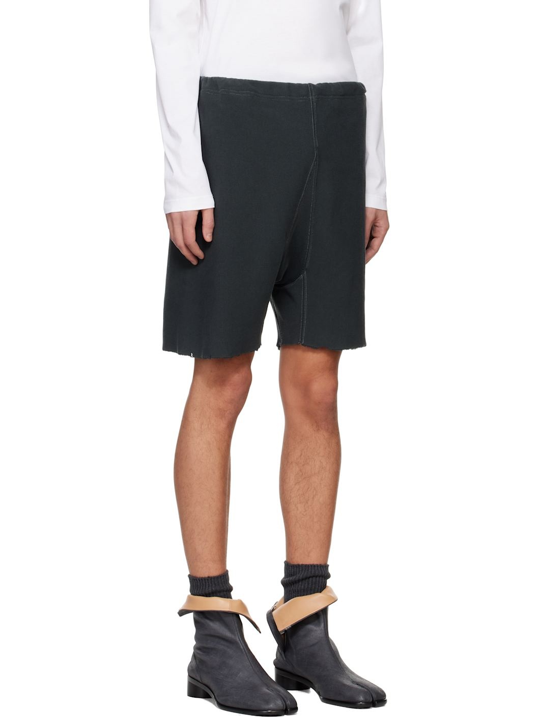 Gray Raw Edge Shorts - 2