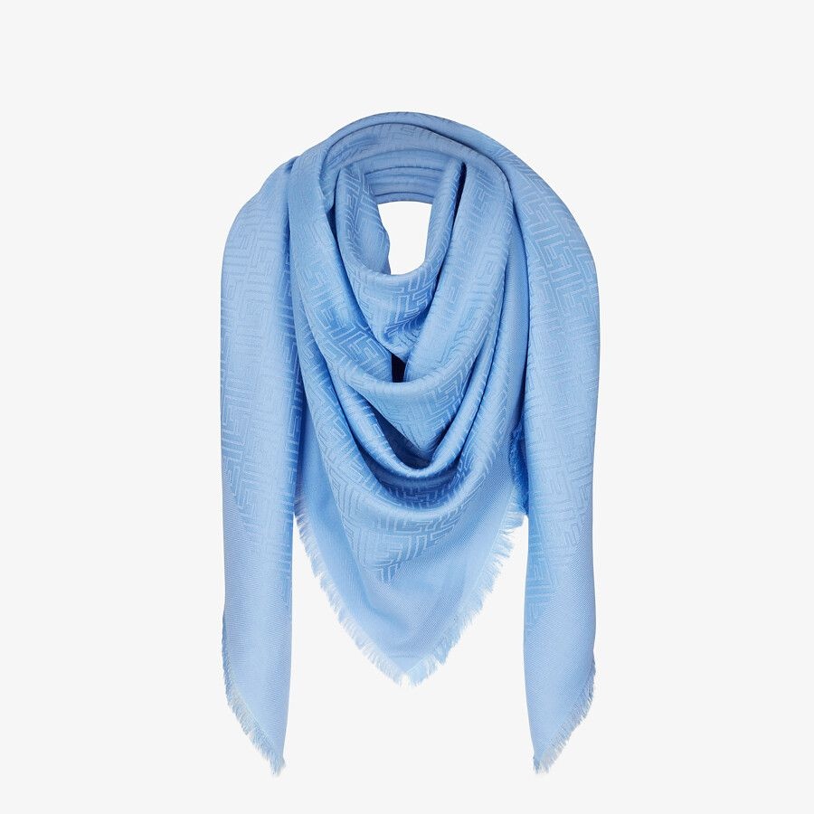 Light blue silk and wool shawl - 2