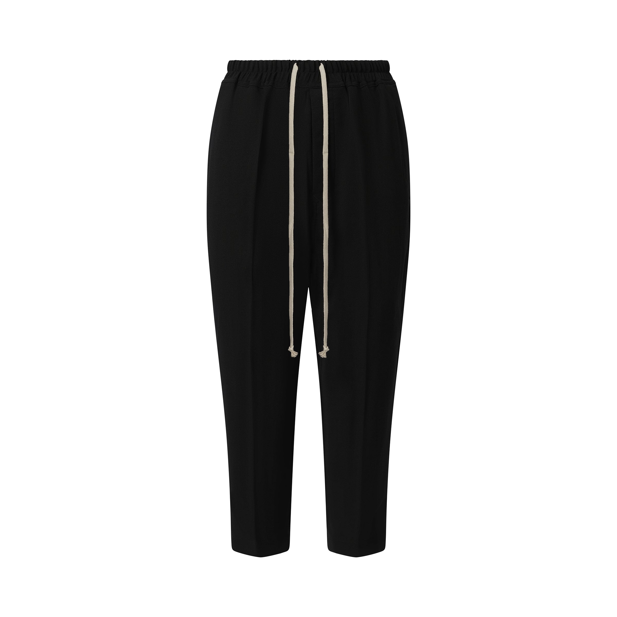 Wool Cropped Drawstring Astaires Pants in Black - 2