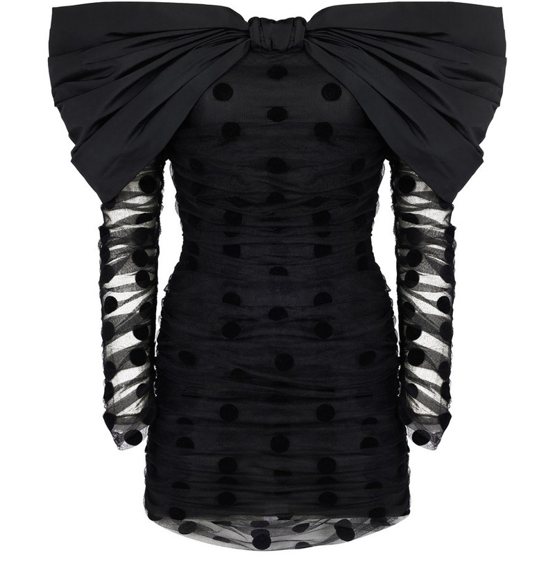 Bow neckline mini dress 1