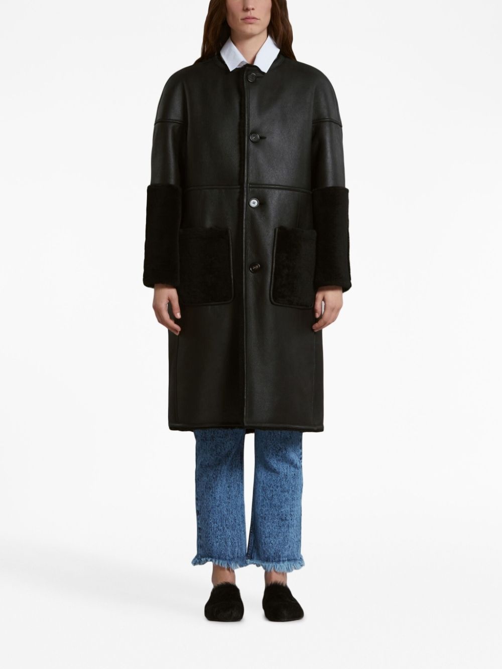 reversible leather and fur coat - 3