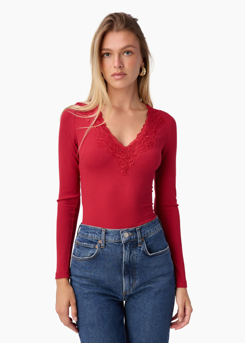 ROONEY RIB KNIT TOP POPPY 1