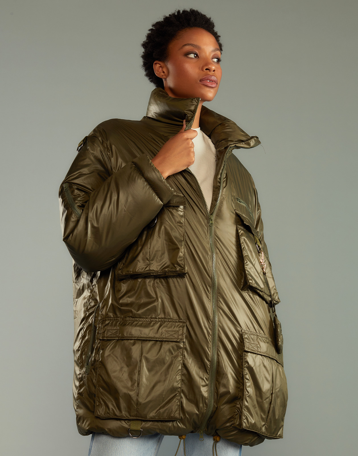 Cargo Pocket Puffer Coat - 7
