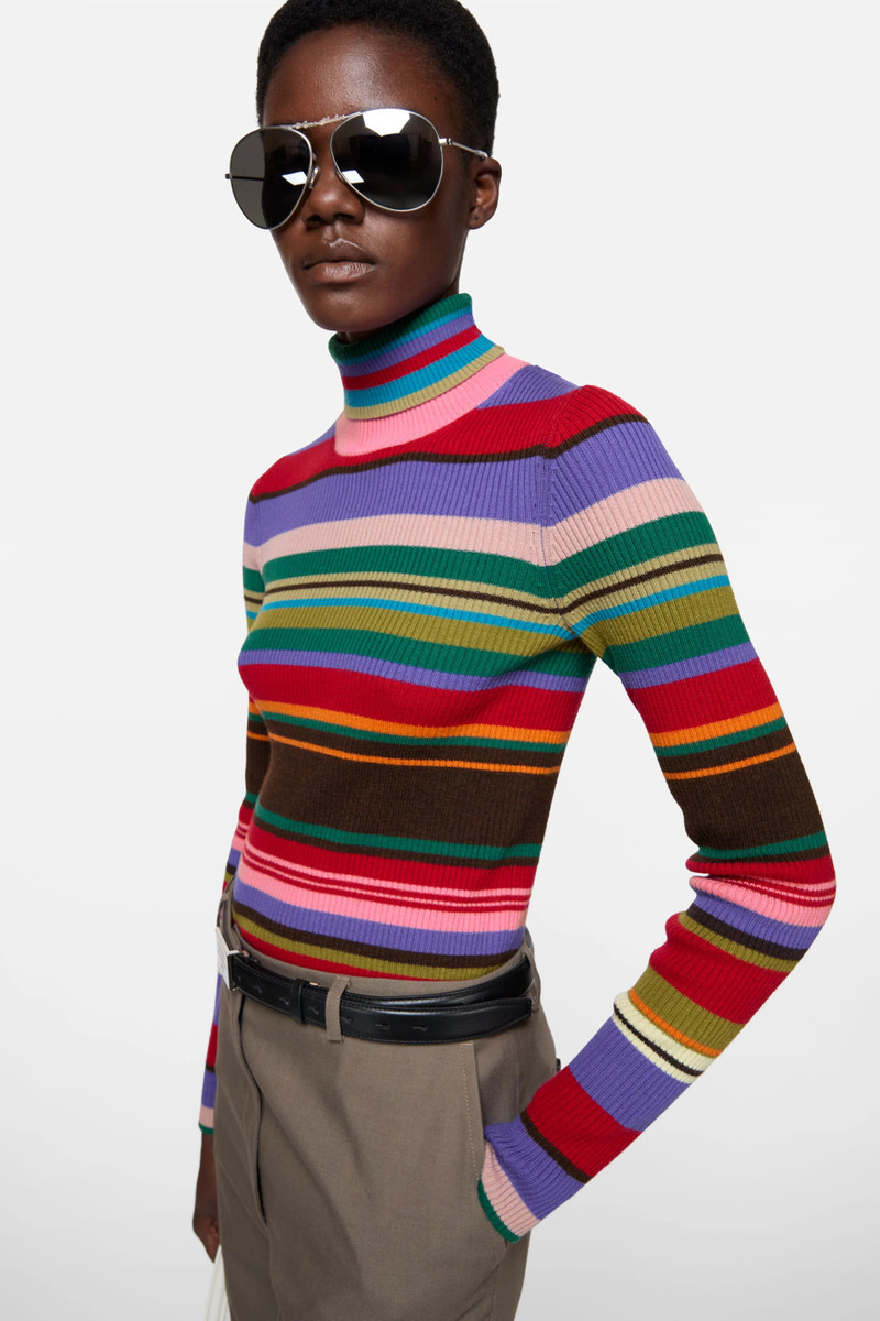 Striped wool turtleneck - Red/purple 3