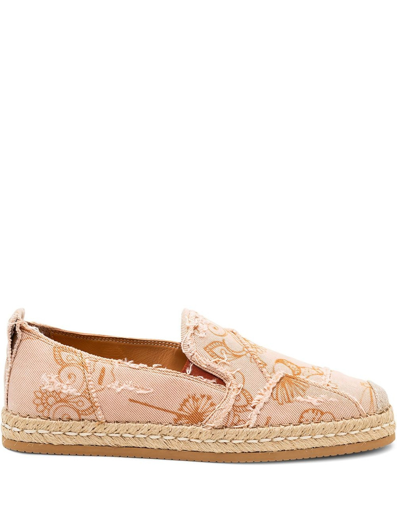floral-print frayed espadrille 1