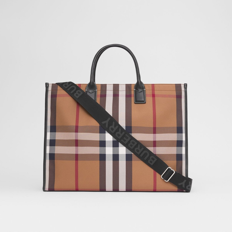 Check Cotton Canvas Tote 9