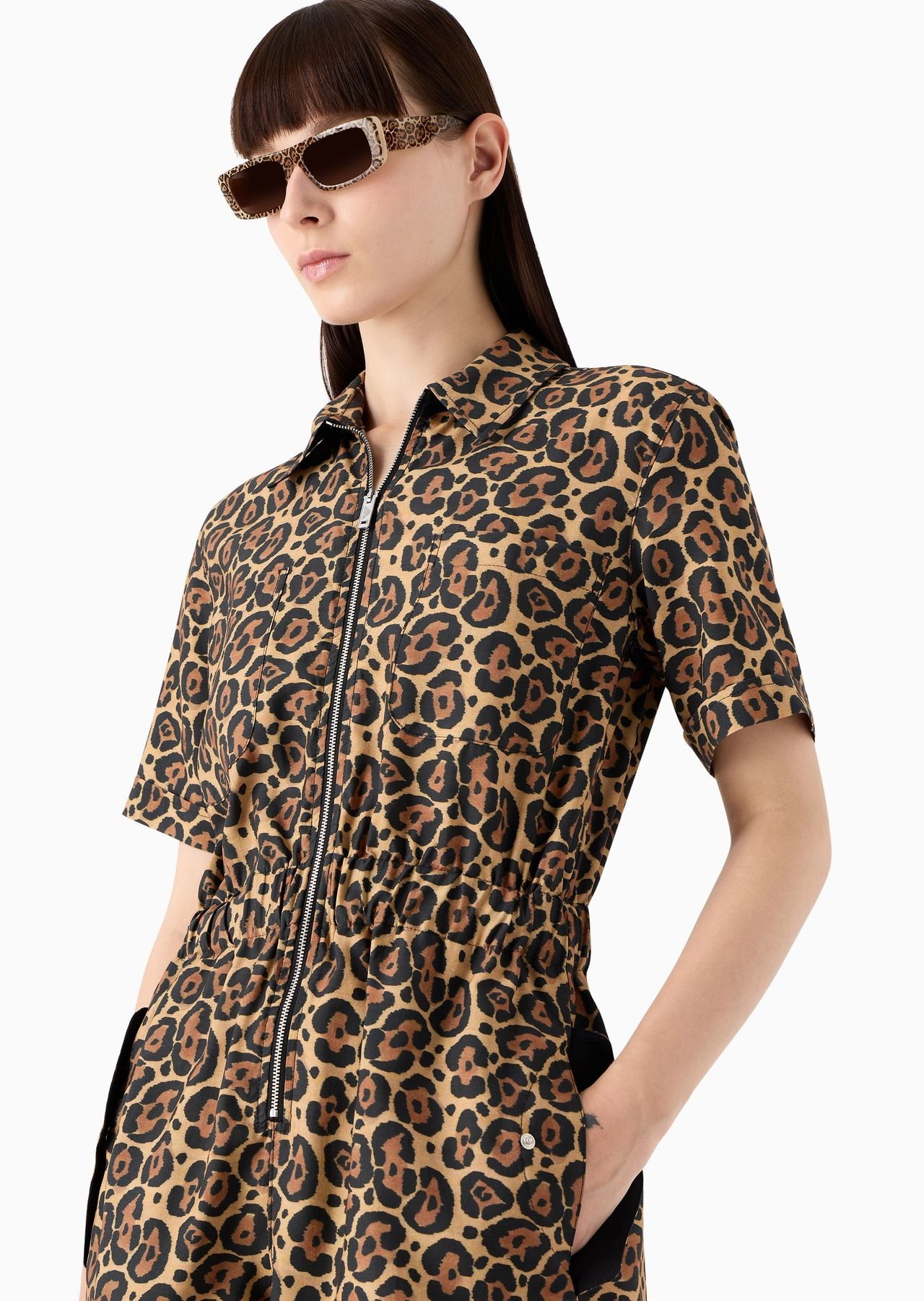 Emporio Armani Sustainability Values Capsule Collection recycled modal short jumpsuit with zip - 5