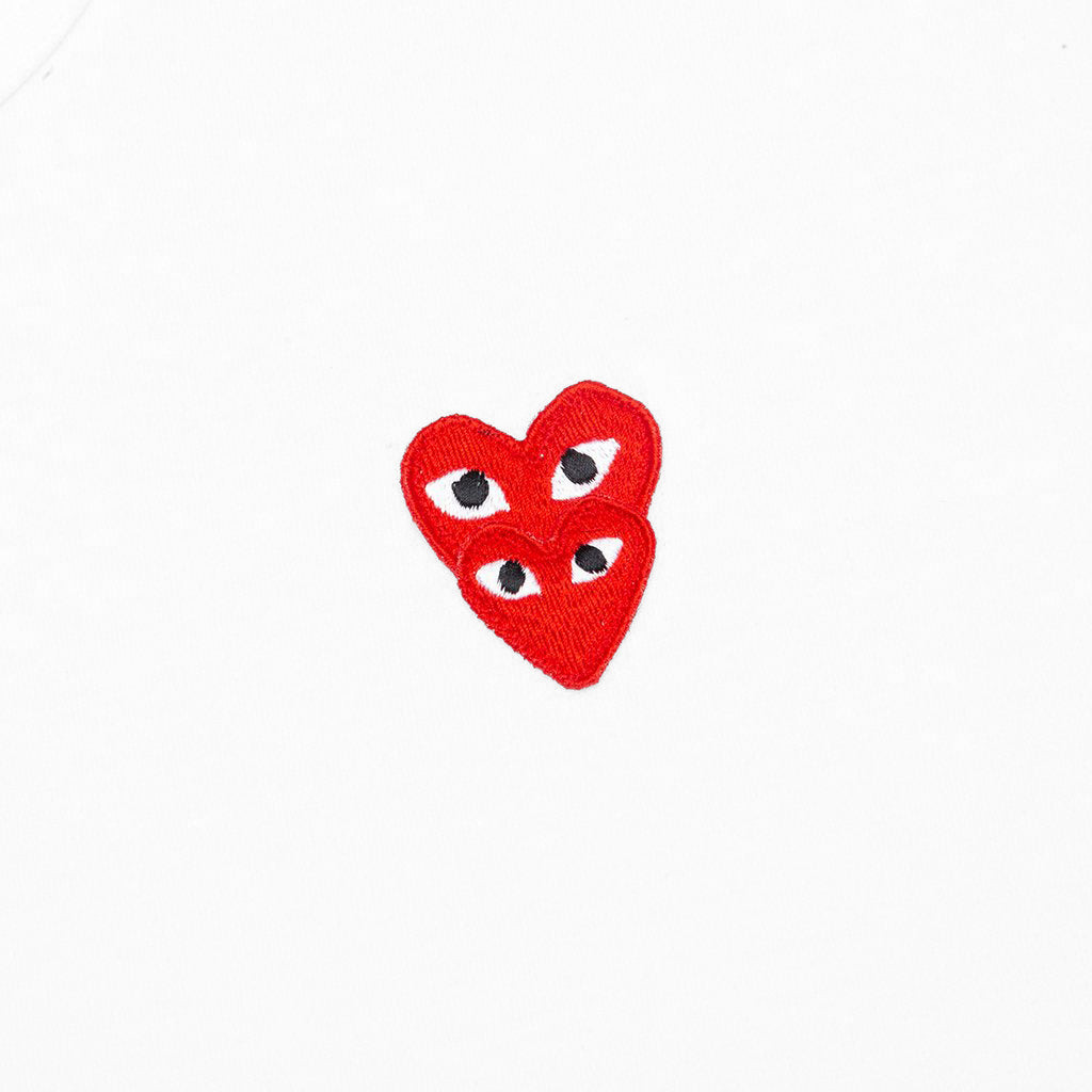 COMME DES GARCONS PLAY STACKED HEART S/S T-SHIRT - WHITE - 3