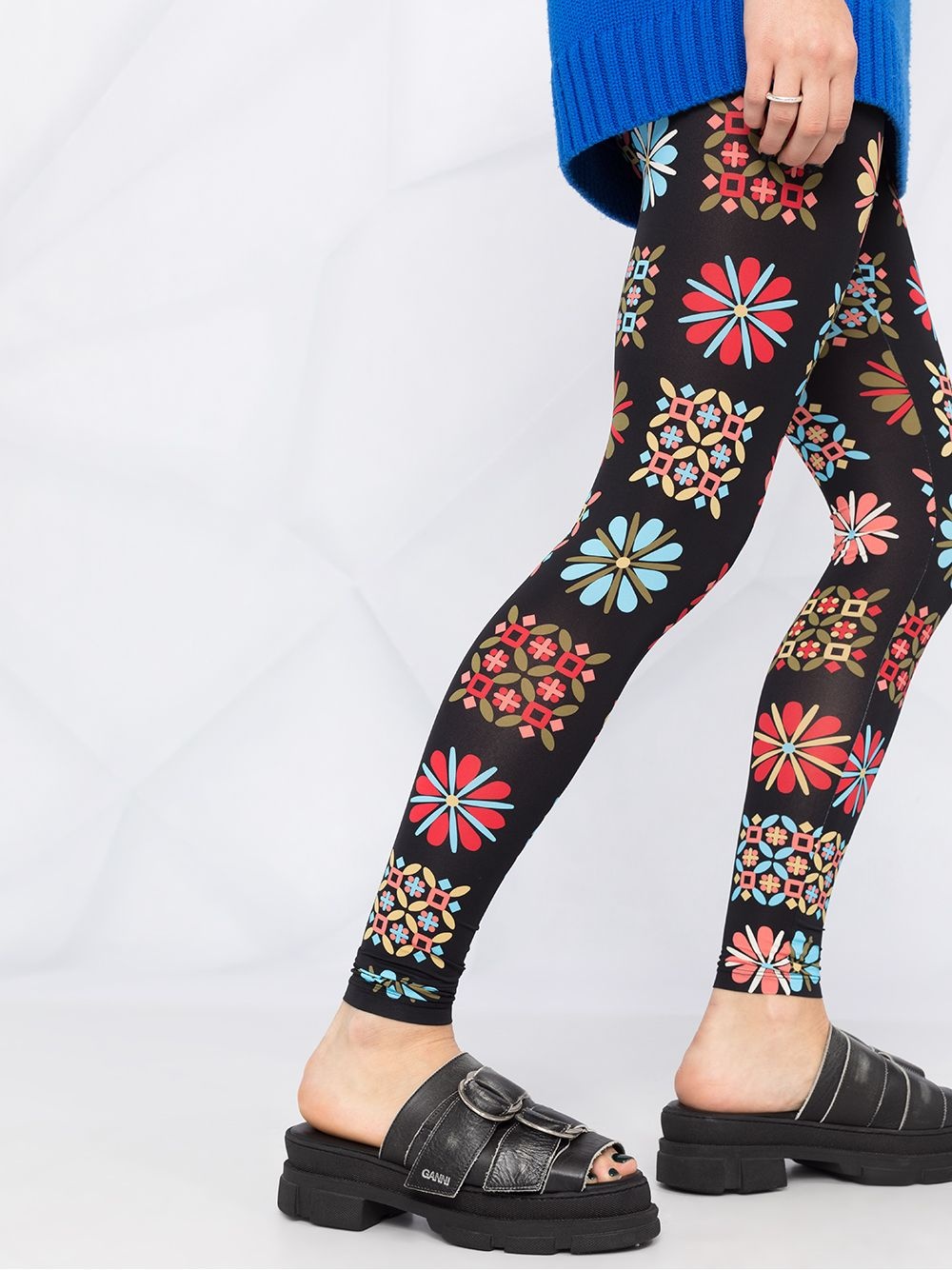 floral stretch leggings - 3