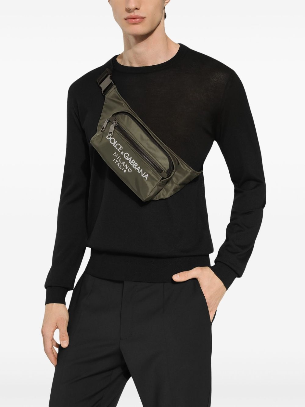 logo-print zip-fastening belt bag - 2
