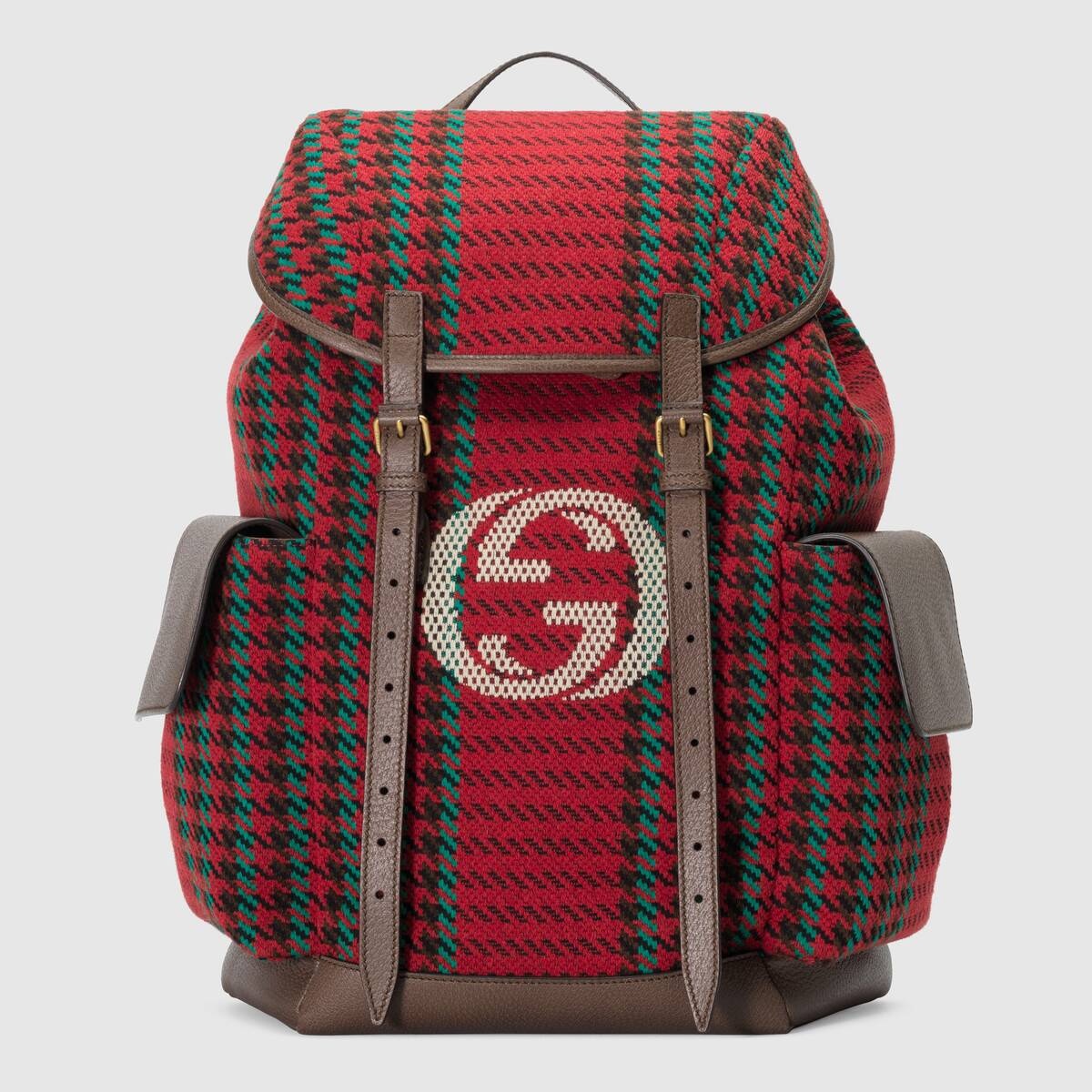 Houndstooth and stripe backpack with Inerlocking G - 1