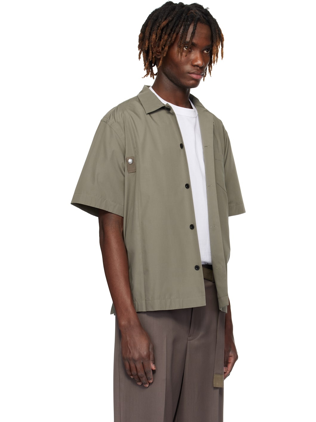 Khaki Cotton Poplin Shirt - 2