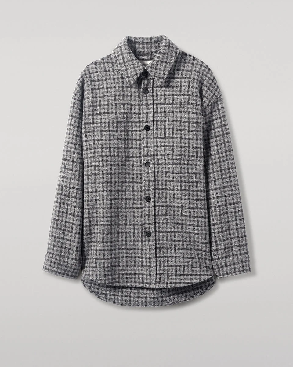 Cashmere Wool Blend Grey Overshirt - 1