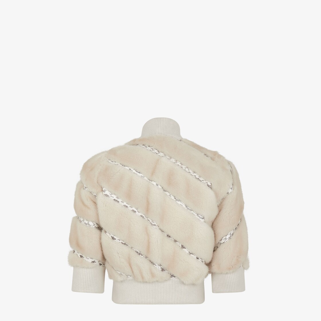 Pearl white elaphe and mink bomber jacket - 2