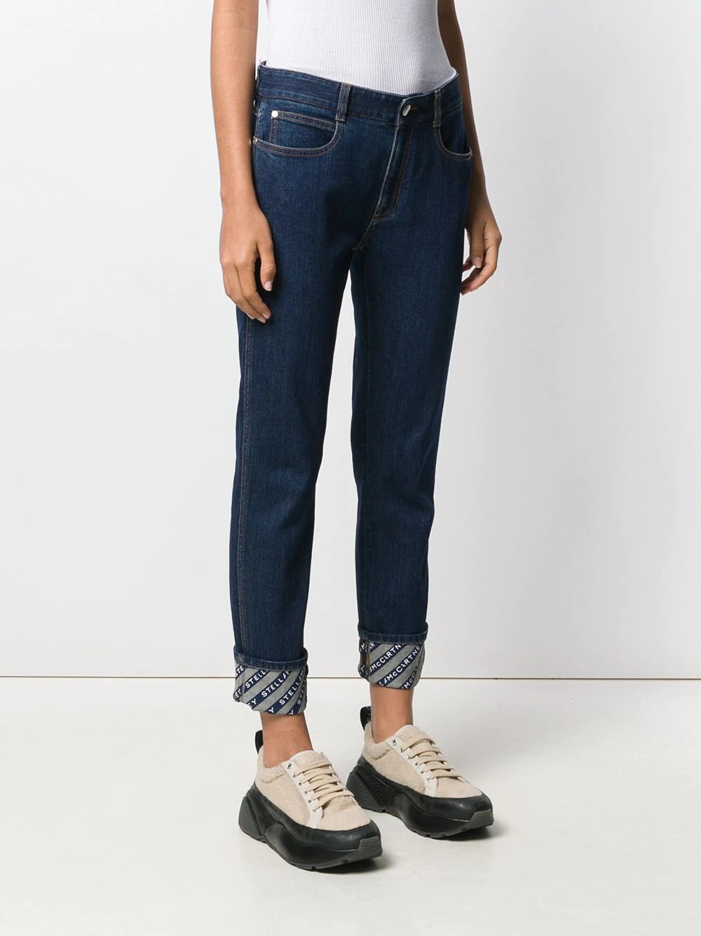 monogram-lining slim-fit jeans - 3