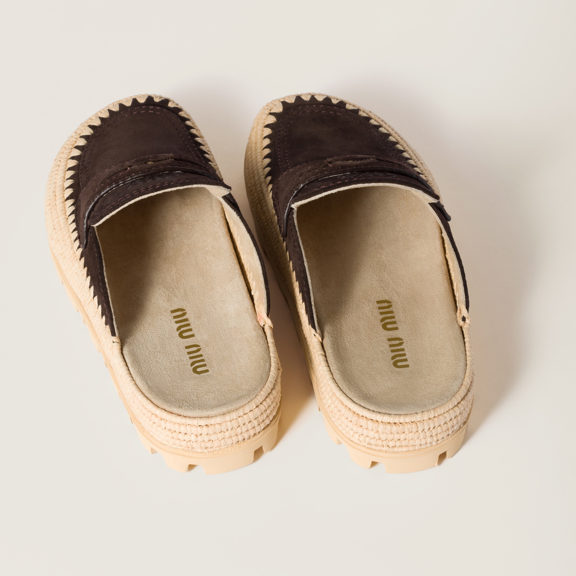 Suede and raffia flatform mules - 3