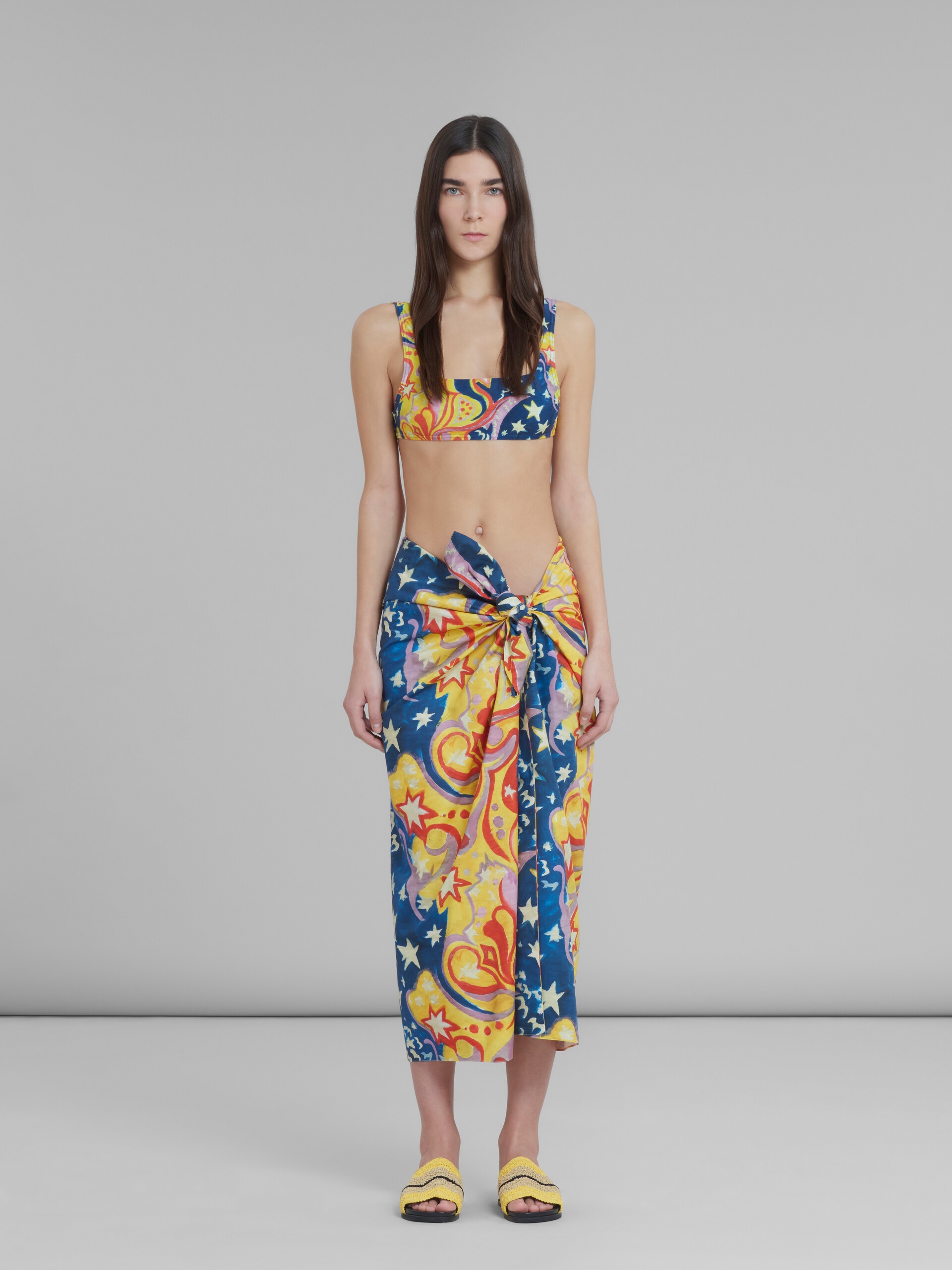 MARNI X NO VACANCY INN - COTTON MIDI SKIRT WITH GALACTIC PARADISE PRINT