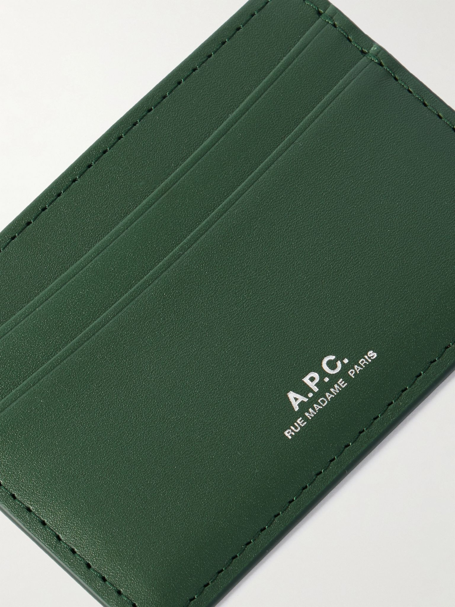 Andre Logo-Print Leather Cardholder Green - 3