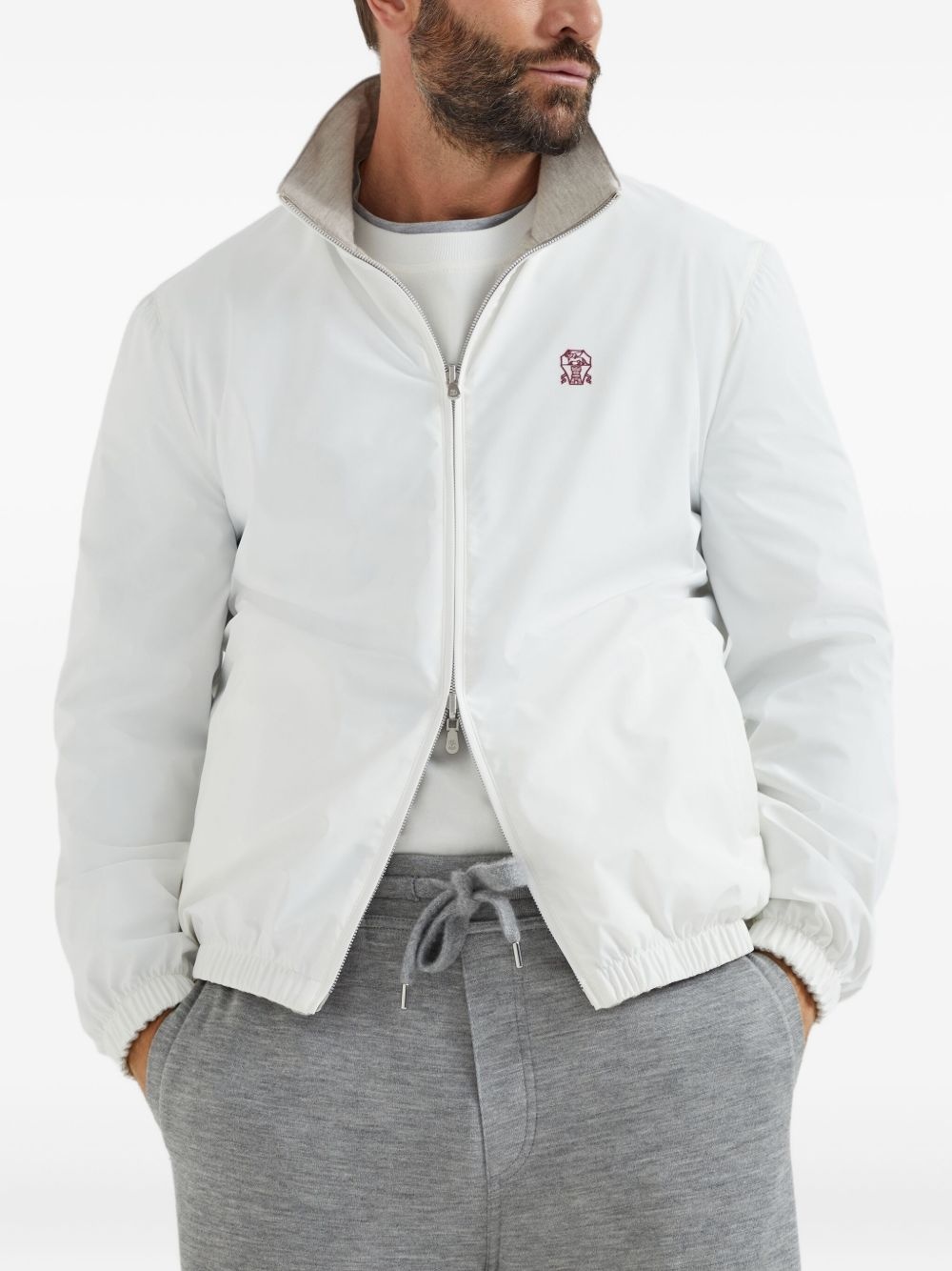 logo-embroidered zip-up jacket - 3