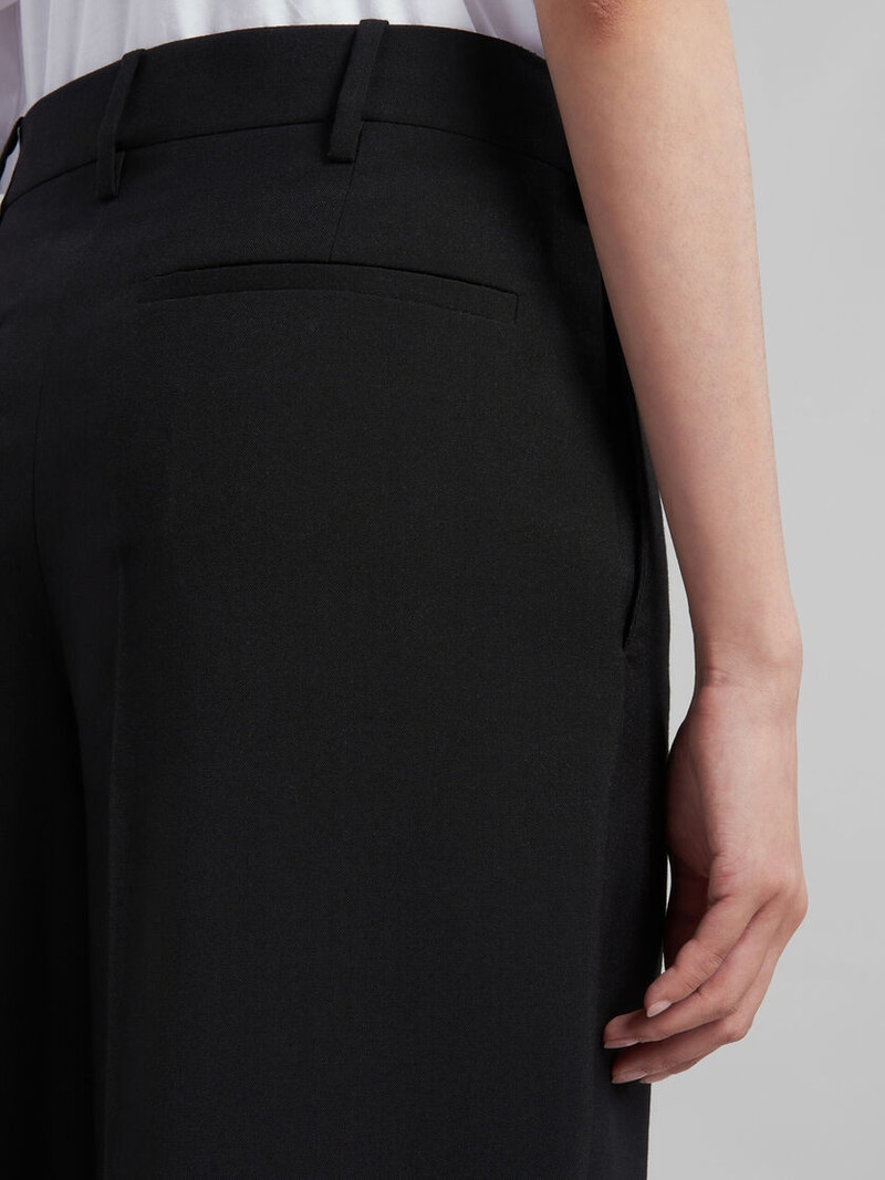 BLACK TROPICAL WOOL PALAZZO TROUSERS 4