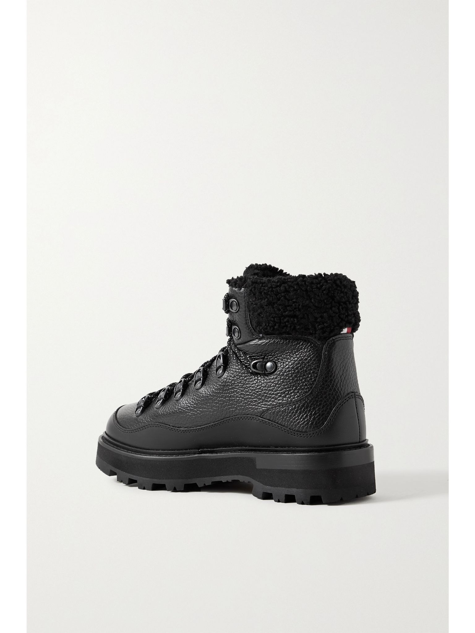Peka Trek faux fur-trimmed textured-leather ankle boots Black - 3