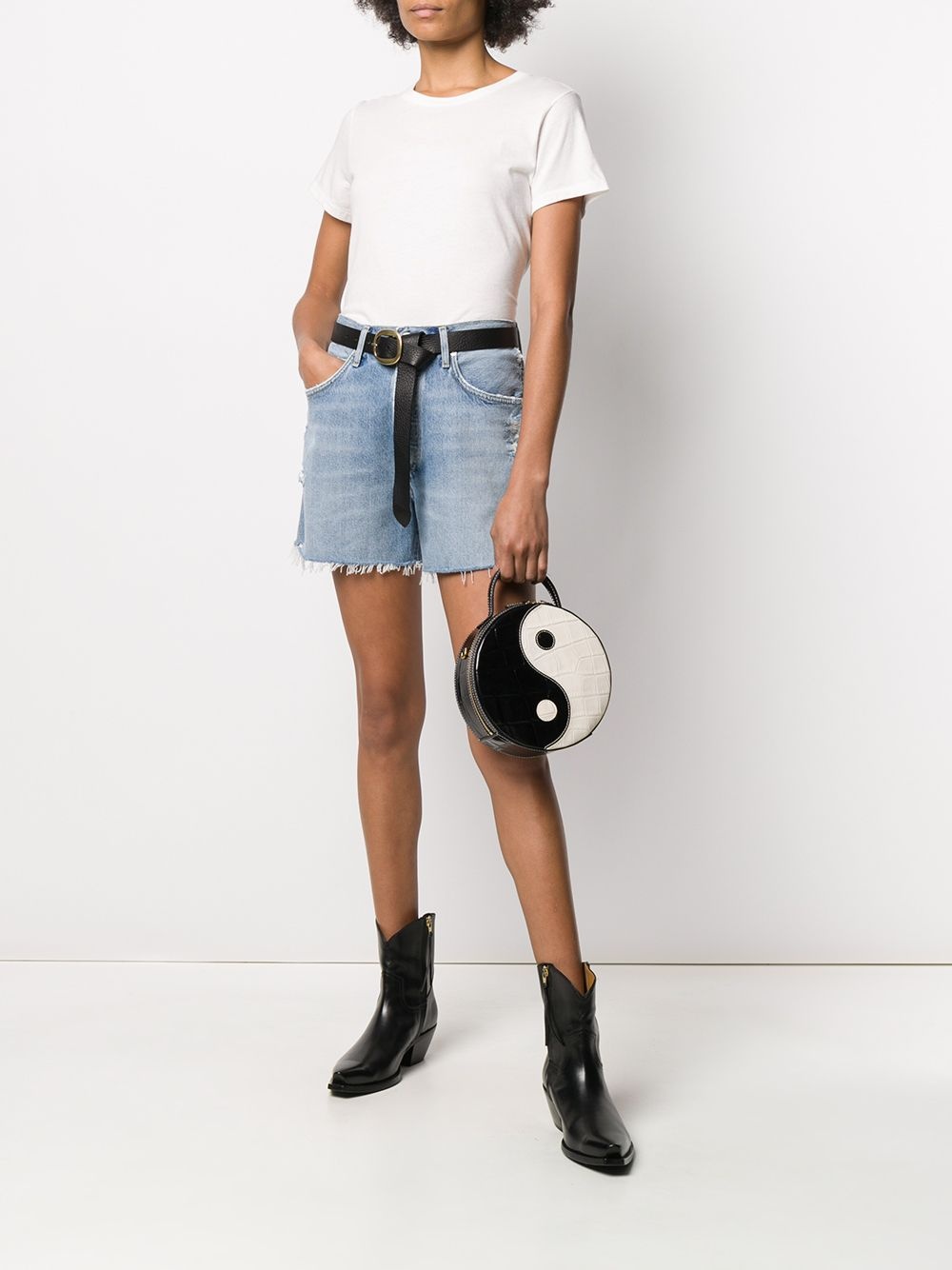 distressed denim shorts - 2