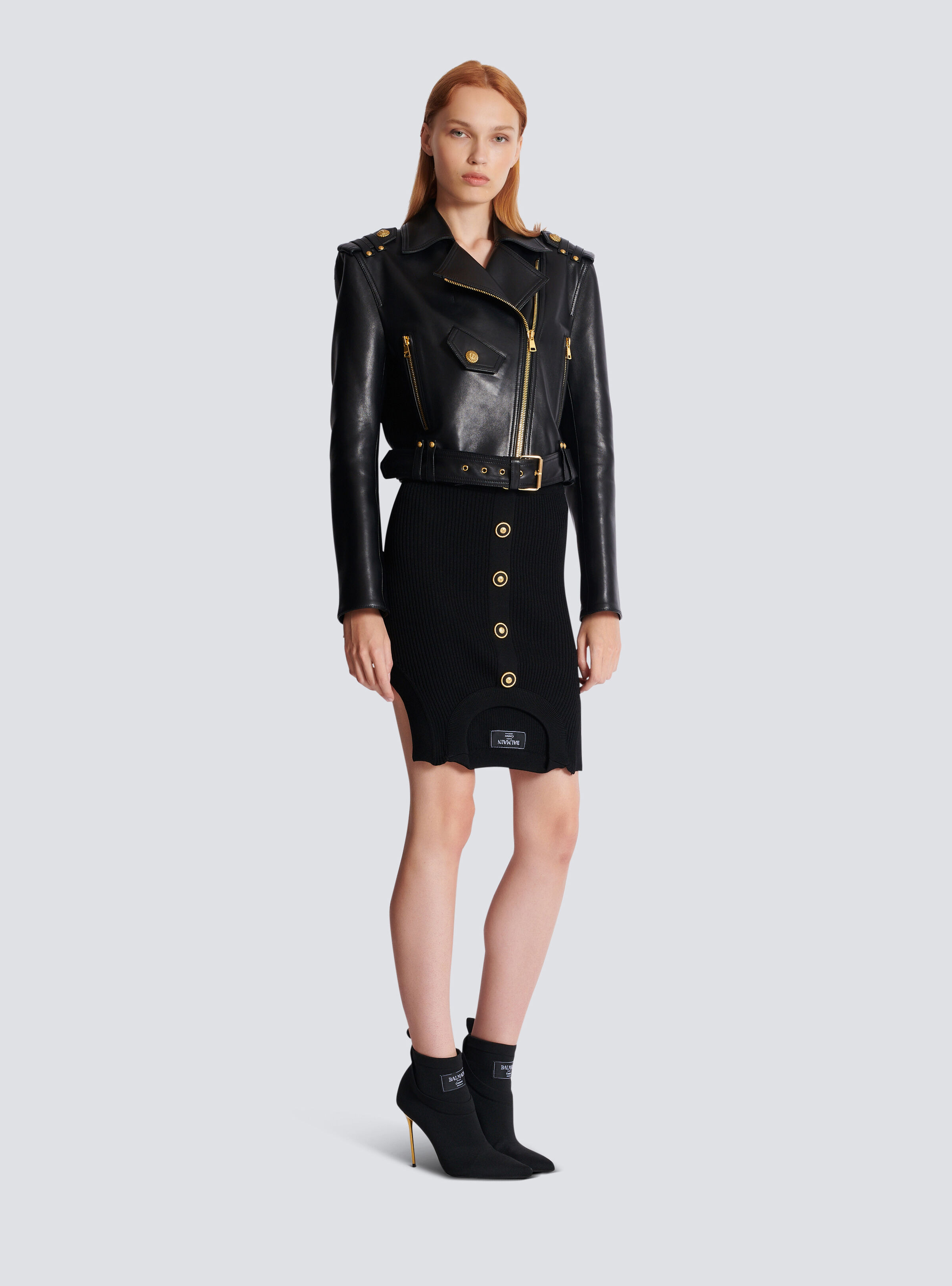 Balmain Zipped leather biker jacket | REVERSIBLE