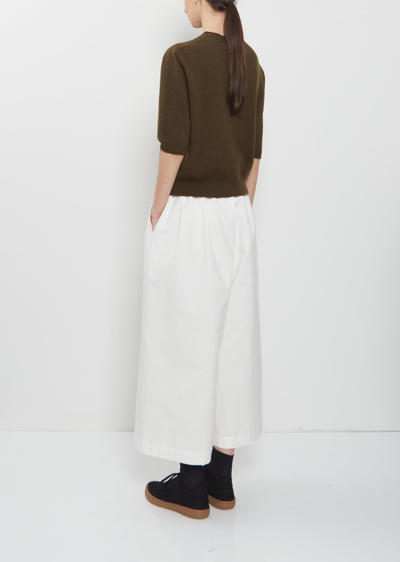 MARGARET HOWELL Short Sleeve Cashmere Cotton Cardigan — Dark Olive outlook