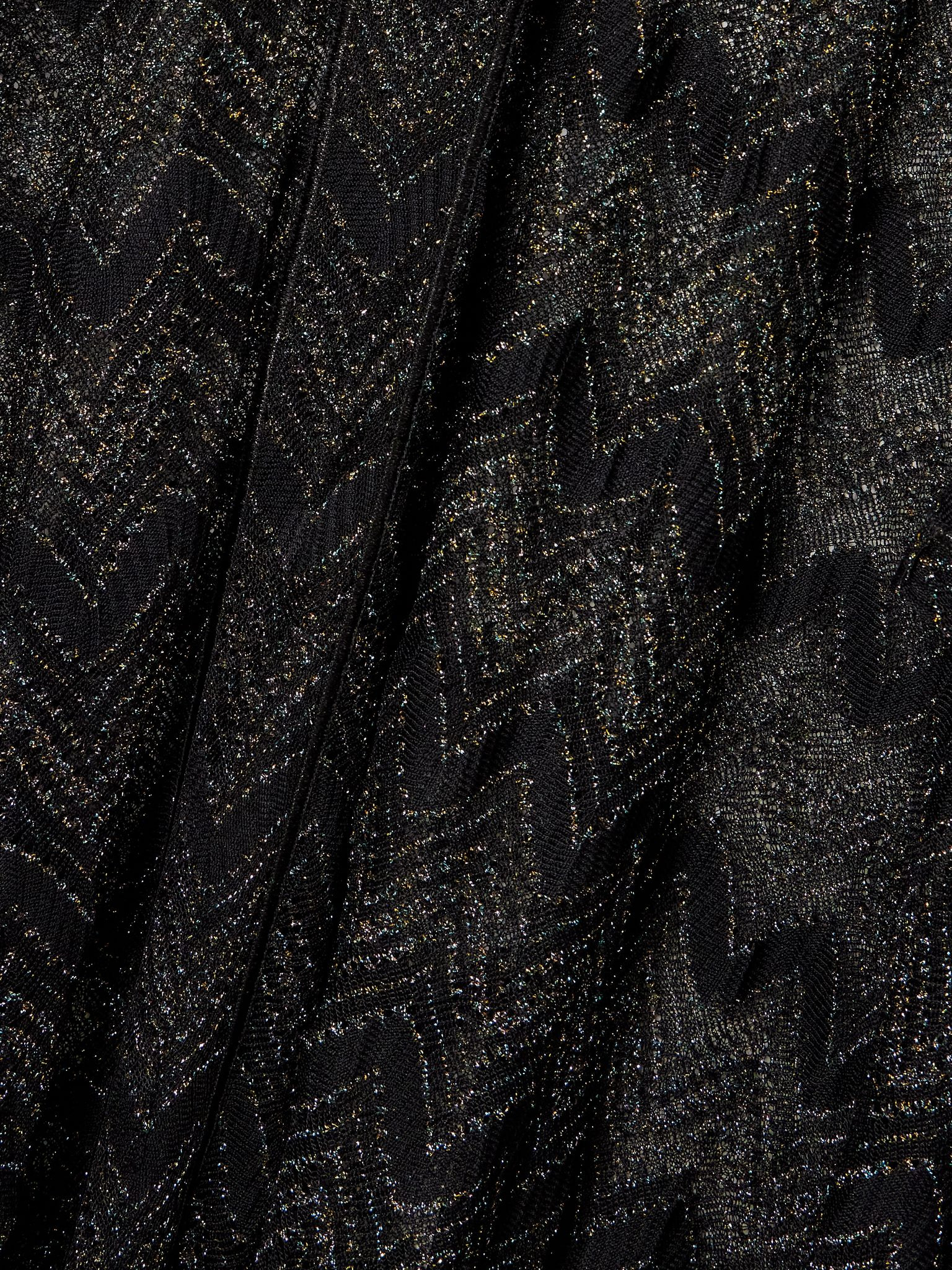 Mare striped metallic crochet-knit kaftan Black - 4