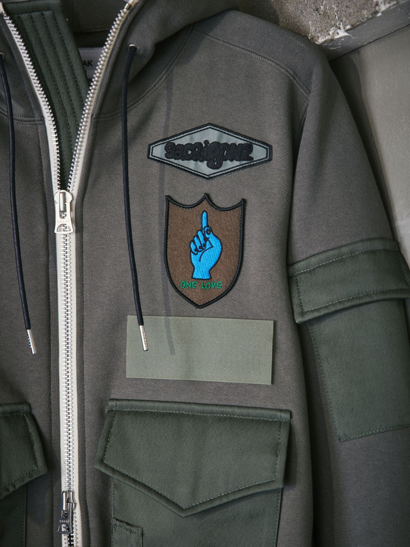 sacai x SPIEWAK Gonz Multi Patch Cotton Jersey Hoodie 5