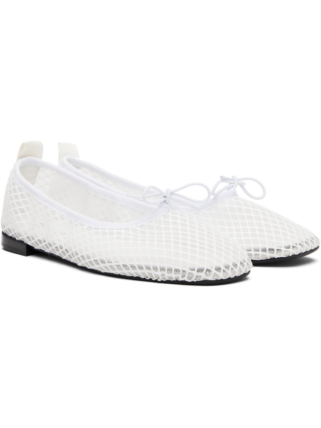 White Garance Square Toe Ballerina Flats - 4