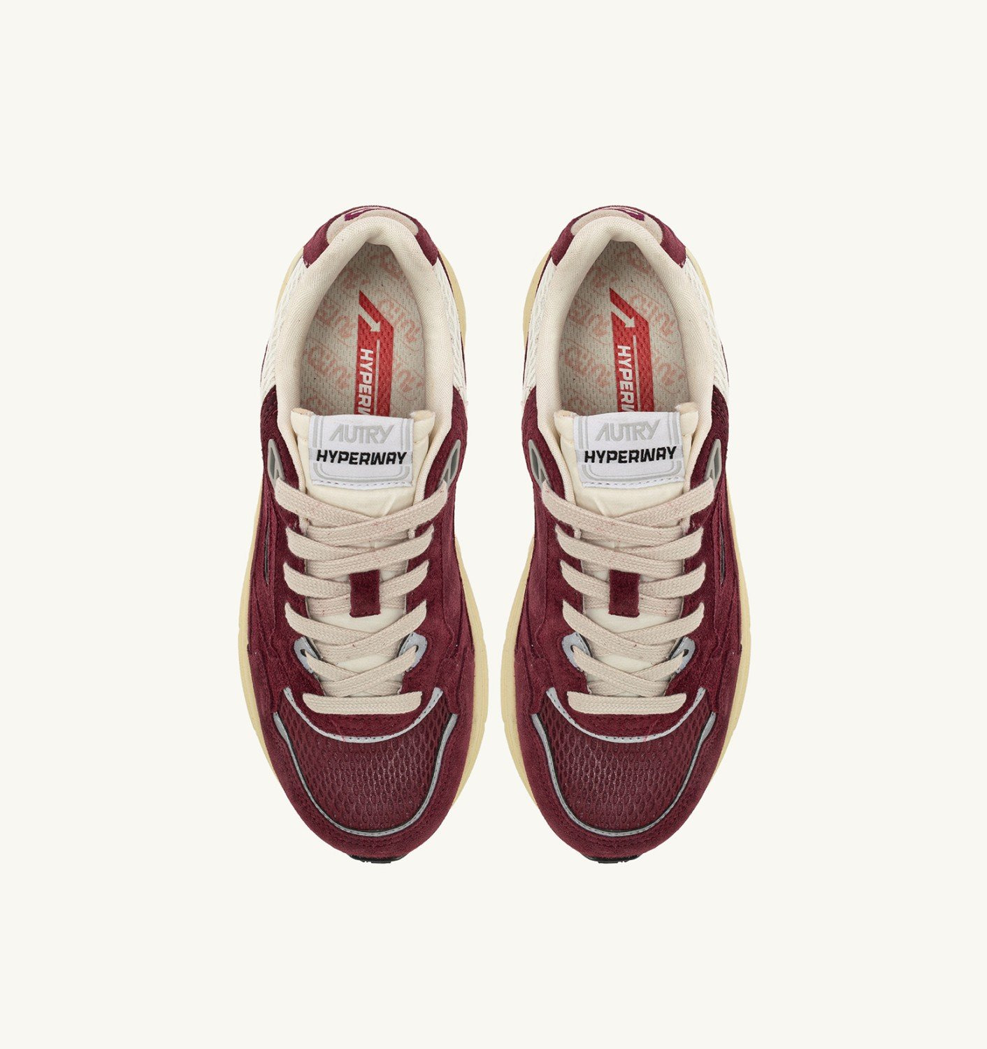 HYPERWAY SNEAKERS IN VINERY AND SILVER MESH AND SUEDE - 5